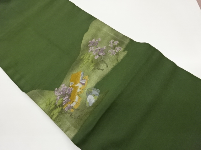 JAPANESE NAGOYA OBI / WOVEN SCENERY OF GARDEN